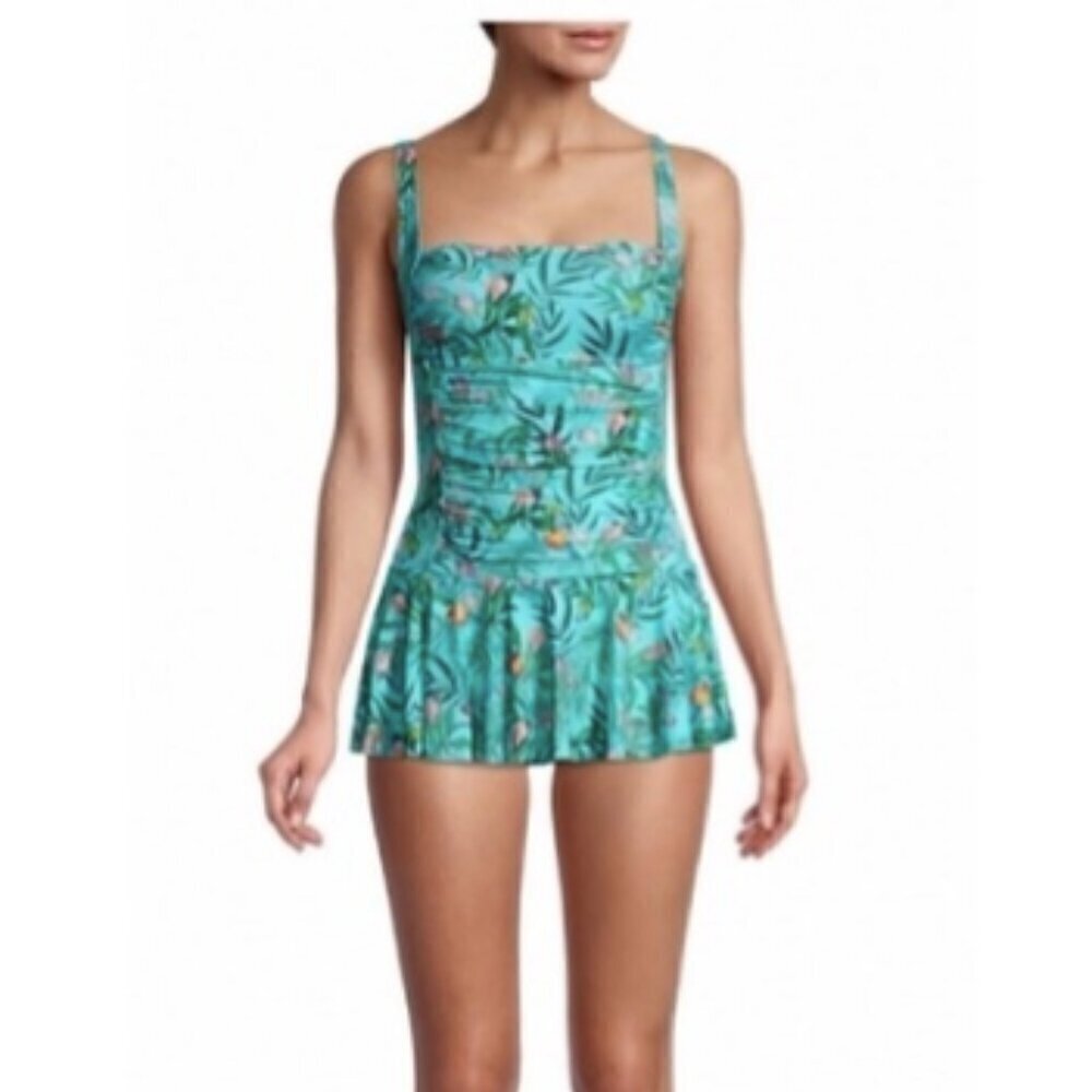 Johnny Was California Tania Floral Skirted One Piece Swimsuit Tropical Jungle